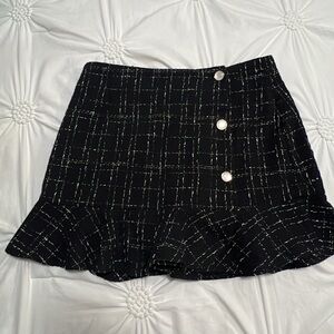 SHEIN Black Checkered Button Skirt